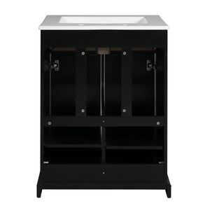 English Elm 24" Modern Bathroom Vanity with Ceramic Sink, Gold Handles, Tip-Out Drawer & Dual Soft-Close Doors N710P276692B