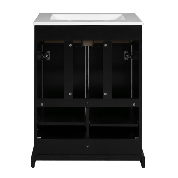 English Elm 24" Modern Bathroom Vanity with Ceramic Sink, Gold Handles, Tip-Out Drawer & Dual Soft-Close Doors N710P276692B