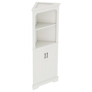 English Elm Tall Corner Cabinet White Mdf Open Shelves Closed Storage for Any Room W1580P414889