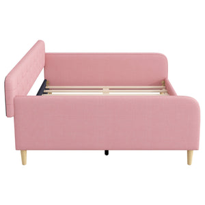 English Elm Queen Upholstered Daybed with Tufted High Sideboard, Linen Finish, Solid Wood Frame, 800lb Capacity Pink N7500001850H