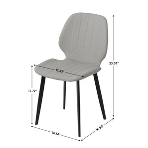 English Elm Modern Faux Leather Dining Chairs with Matte Black Legs Set of Two Gray Seating W1535P449690