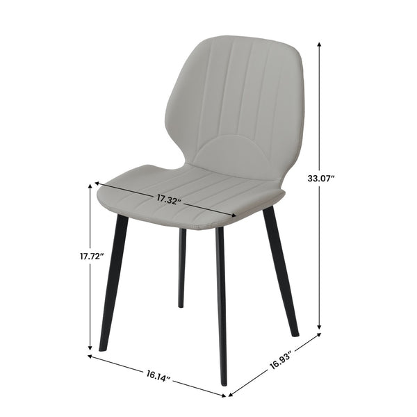 English Elm Modern Faux Leather Dining Chairs with Matte Black Legs Set of Two Gray Seating W1535P449690