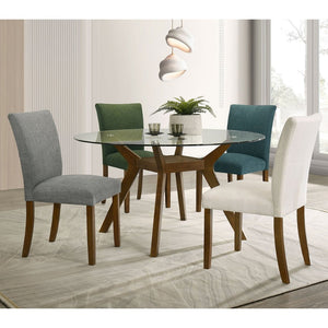 English Elm Flynn Round Tempered Glass and Rubberwood Dining Table Seats Four with Lower Shelf B062S01764