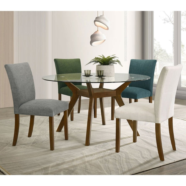 English Elm Flynn Round Tempered Glass and Rubberwood Dining Table Seats Four with Lower Shelf B062S01764
