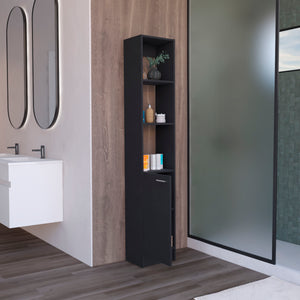 English Elm Parks Linen Bathroom Storage Cabinet Tall 70.8" High Black Engineered Wood with 6 Shelves, Adjustable B200P188843