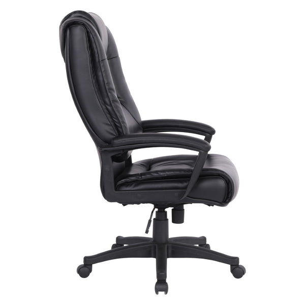 OSP Home Furnishings High Back Bonded Leather Office Chair with Lumbar Support and Ergonomic Padded Seat Black EC5162-EC3