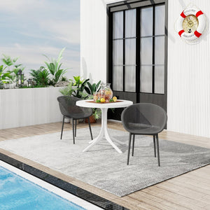 English Elm Summer Outdoor Bistro Set Uv Resistant Polypropylene Slatted Chairs and Round Patio Table Warm Grey,White W3450S00018
