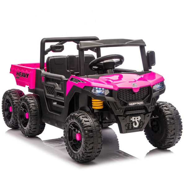 English Elm 24v 400w Six Wheel Kids Electric Dump Truck 4wd Remote Control Ride on Toy Pink W1578P353181