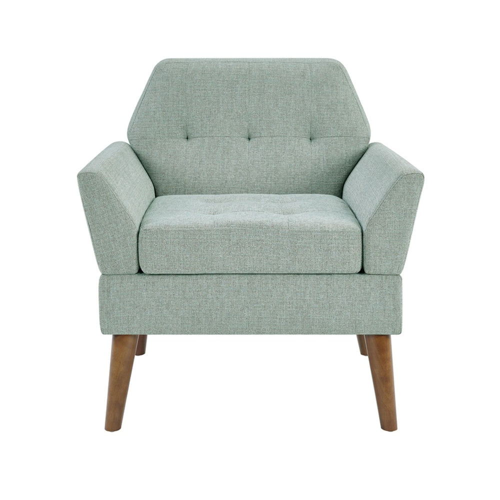 English Elm Modern Hand-tufted Lounge Chair Solid Wood Legs Mid-century Accent Seat for Living Room Teal B035P482919
