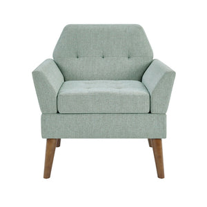 English Elm Modern Hand-tufted Lounge Chair Solid Wood Legs Mid-century Accent Seat for Living Room Teal B035P482919