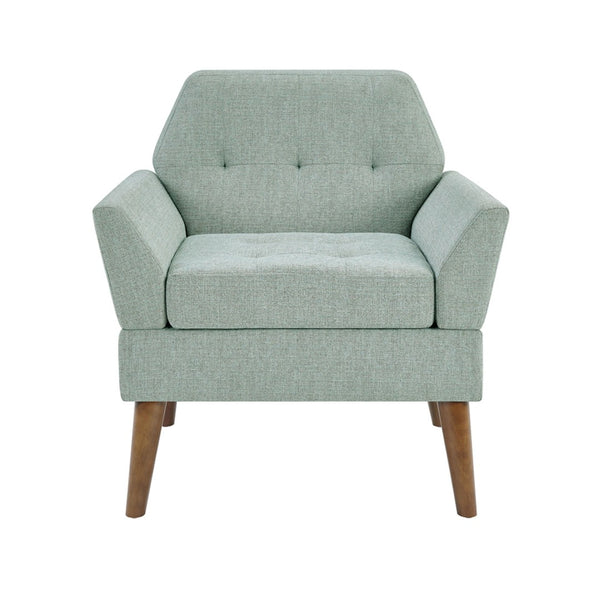 English Elm Modern Hand-tufted Lounge Chair Solid Wood Legs Mid-century Accent Seat for Living Room Teal B035P482919