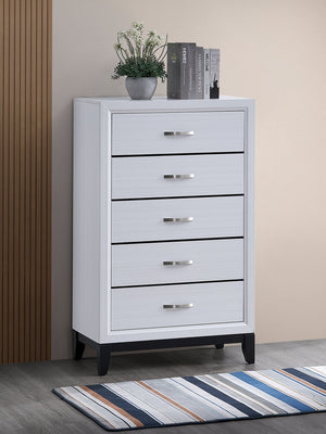 English Elm Glasgow Five-Drawer Chest with Dovetail Construction and Smooth Glides for Ample Organized Storage White 49 L x 34 W x 19 H B078P349547