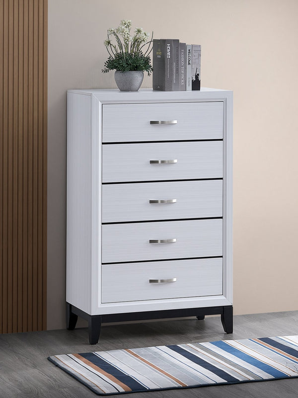 English Elm Glasgow Five-Drawer Chest with Dovetail Construction and Smooth Glides for Ample Organized Storage White 49 L x 34 W x 19 H B078P349547