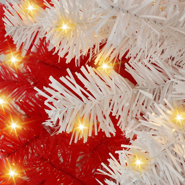 English Elm 6ft Candy Cane Christmas Tree with 300 Warm White LEDs, 904 Bendable Branches, Easy Assemble Joyfully Festive Decor N710P181789J