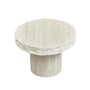 English Elm 23.82 Inch Round Fiberglass Coffee Table Sculptural Stone Texture for Modern Living Rooms W876P450500