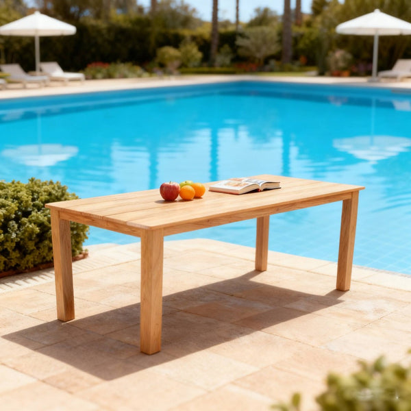 English Elm 68.9-inch Outdoor Rectangular Dining Table Hips Wood Grain Seats Six with Umbrella Hole W2085P364122