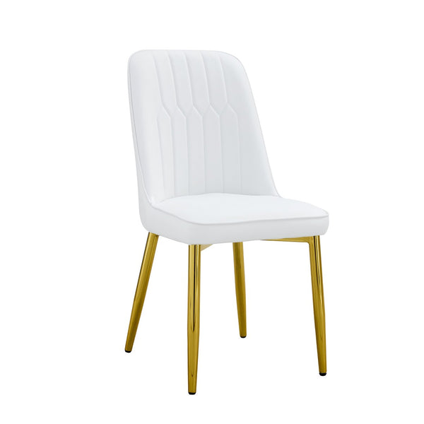 English Elm Table and Chair Set Marble Glass Top Gold Legs Pu Leather Seats Modern Dining Black,White+Gold W1151S04651