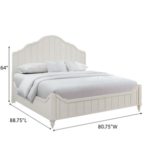 English Elm King Panel Bed with Elegant Transitional Styling, Solid Wood & MDF Frame, Centerpiece Bedroom Focal Point White 84.75 L x 48 W x 5 H B2699S00100