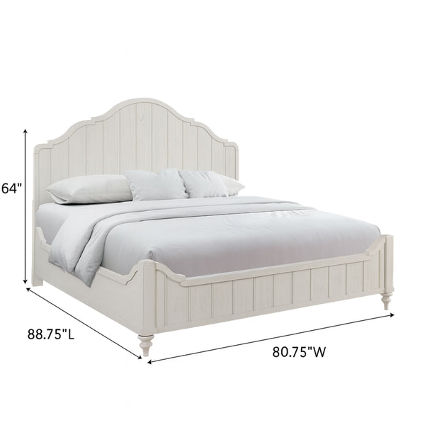 English Elm King Panel Bed with Elegant Transitional Styling, Solid Wood & MDF Frame, Centerpiece Bedroom Focal Point White 84.75 L x 48 W x 5 H B2699S00100