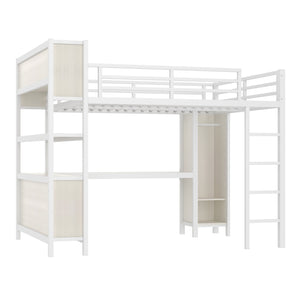 English Elm Metal Queen Loft Bed With L-Shaped Desk, Wardrobe & Storage Cubes - Perfect For Small Spaces! W1580S00183