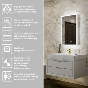 English Elm 20*32 Inch Led Medicine Cabinet with Anti-fog Gfci Outlet and Dimming Bathroom Mirror W637P349553