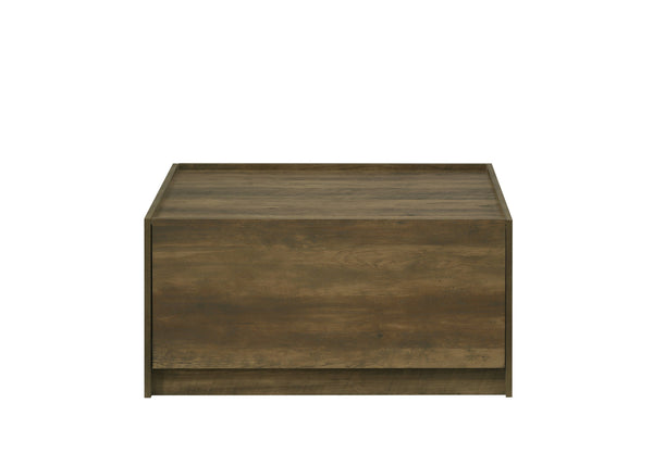 English Elm Travon Oak Finish Modern Square Coffee Table with Raised Lip Top, 2 Handleless Drawers for Storage B061P236762