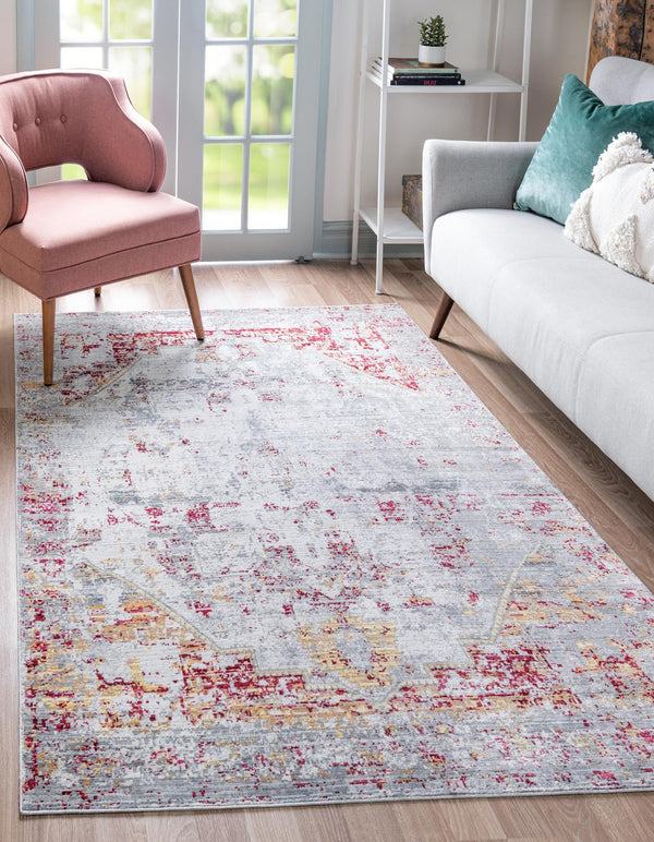 Unique Loom Austin Sotto Machine Made Border Rug Gray, Brown/Burgundy/Cream/Orange/Peach/Tan/Yellow 9' 0" x 12' 2"