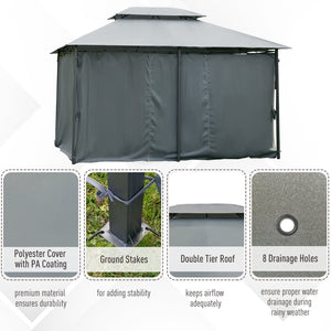 English Elm Outsunny 10' X 13' Outdoor Gazebo Canopy With Curtains - Stylish Steel Frame For Patio, Garden, And Deck W2225P200907-GIGA