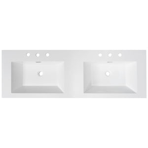 English Elm Christopher Knight Home® - 60" Resin Basin Vanity Top with Undermount Rectangular Double Sinks, 8" Faucet Holes, Bright White Durable Finish and Chrome Overflow (Vanity Top Only) N759P351761K