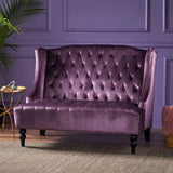 Christopher Knight Home® - Noble House - Leora Modern Glam Tufted Velvet Wingback Loveseat