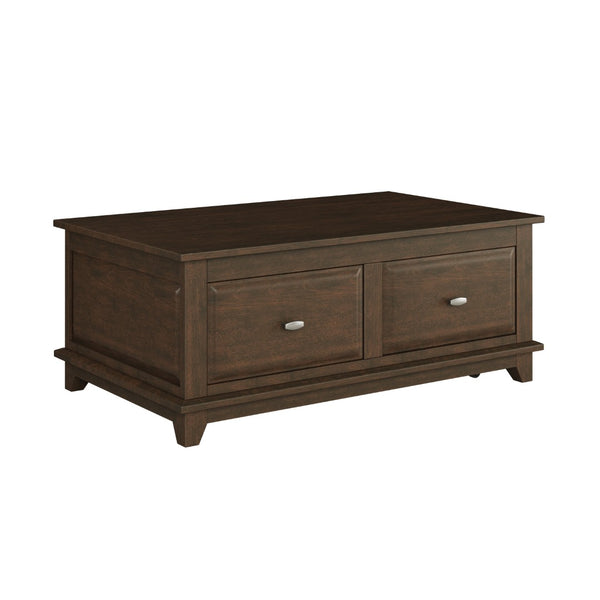 English Elm Transitional Lift Top Coffee Table Birch Veneer Cherry Finish with Two Storage Drawers B011P459303
