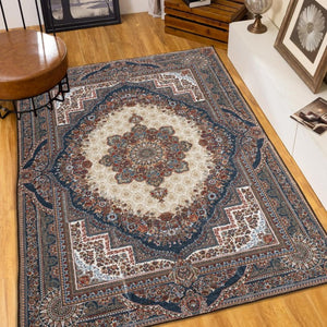 English Elm Area Rug 8X10 Vintage Bohemian Persian Floral Design - Non-Slip, Washable For Living Spaces P2 W2907P265113-GIGA