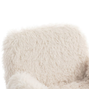English Elm Criss Cross Swivel Chair Fluffy Lamb Wool Fleece Ergonomic Seat for Home Office W3248P424651