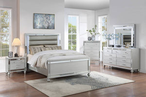 English Elm Elegant Queen Platform Bed Bonded Leather Tufted Headboard with Led Ambient Lighting B011S02083