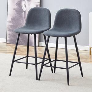 English Elm Modern Quilted Pu Leather Barstools Set of Two with Black Metal Legs for Kitchen Islands W1151P242028