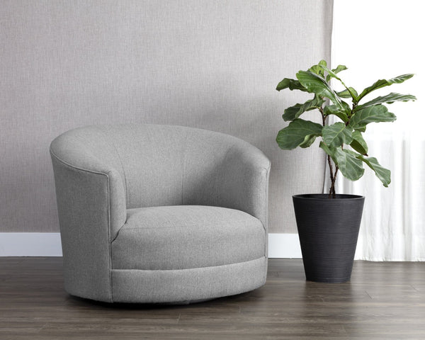 Sunpan GRIMALDI Swivel Armchair - Modern Comfort in Liv Dove Fabric, Sustainable Design for Everyday Elegance 108555