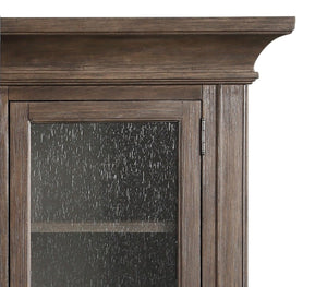 English Elm Middleton Tall Pier Cabinet Poplar Wood Seeded Glass Old World Storage Display B108P468541