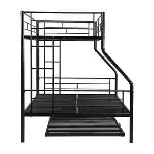 English Elm Twin Over Full Metal Bunk Bed With Trundle – Sturdy, Space-Saving Design, No Box Spring Needed! W311P297436-GIGA