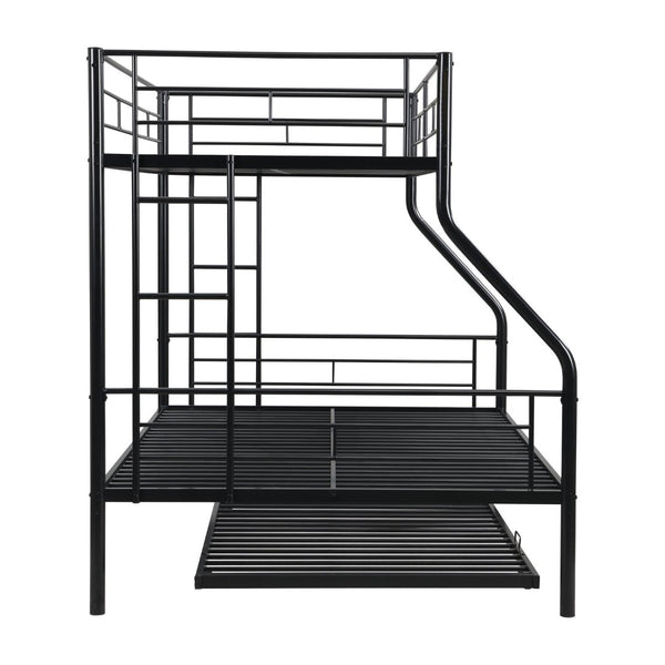 English Elm Twin Over Full Metal Bunk Bed With Trundle – Sturdy, Space-Saving Design, No Box Spring Needed! W311P297436-GIGA
