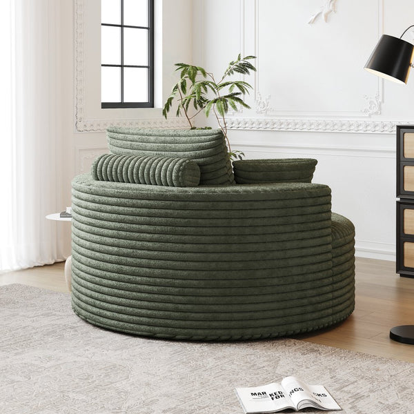 English Elm 50''L Plush Corduroy Sponge Single Sofa Bed with No Assembly, Fluffy Modern Sleeper for Living Areas Green W834P337416