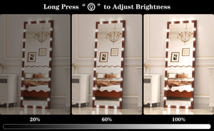English Elm Hollywood Full Length LED Mirror with 22 Bulbs, 3 Color & Brightness Modes, Walnut Frame, Touch Control W708P297645