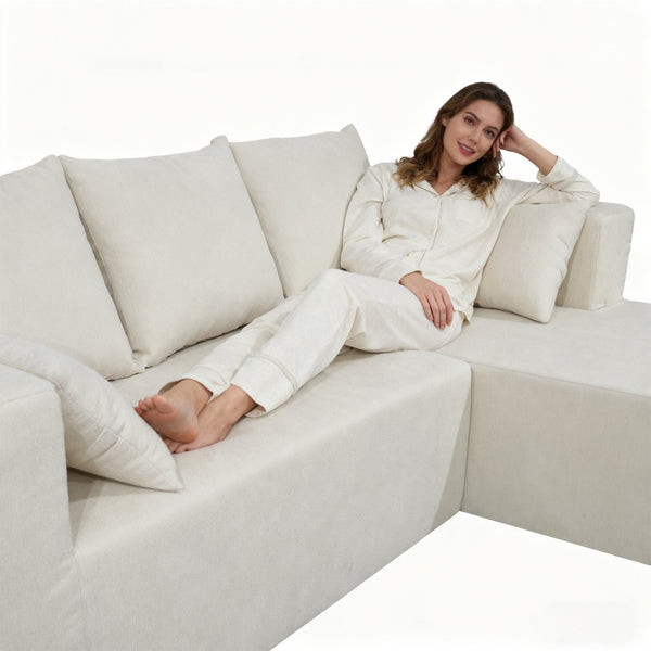 English Elm Combination Modular Linen Sectional Sofa with Memory Sponge Fill for Living Room Use W3064S00004