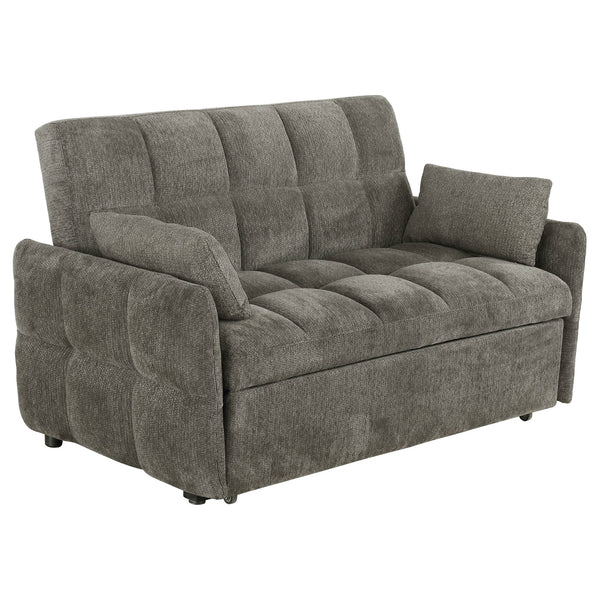English Elm Alvara Dark Grey Tufted Sleeper Sofa Bed with 1" Memory Foam Topper, Compact Pull-Out Comfort B062P357830