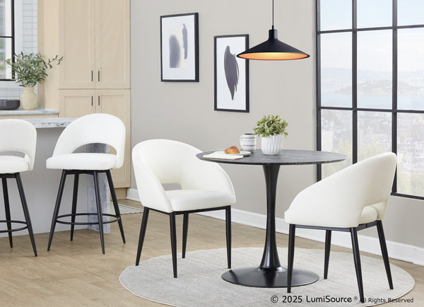 English Elm Fixed-height Metal Frame Barstools with Upholstered Seats and Geometric Footrest Set of 2 White+Black B202S01944