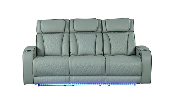 English Elm Fortuner Modern Reclining Sofa Gray with Massage, LED Lighting, Wireless Charging & Power USB B009P287712