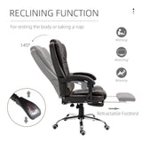 English Elm Homcom High Back Ergonomic Executive Office Chair, Pu Leather Computer Chair With Retractable Footrest, Lumbar Support, Padded Headrest and Armrest, Coffee