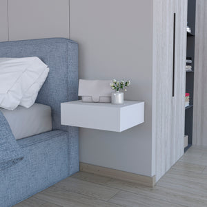 English Elm Vienna Floating Nightstand Wall-Mounted White with Spacious Drawer, Durable Engineered Wood Design B128P176112