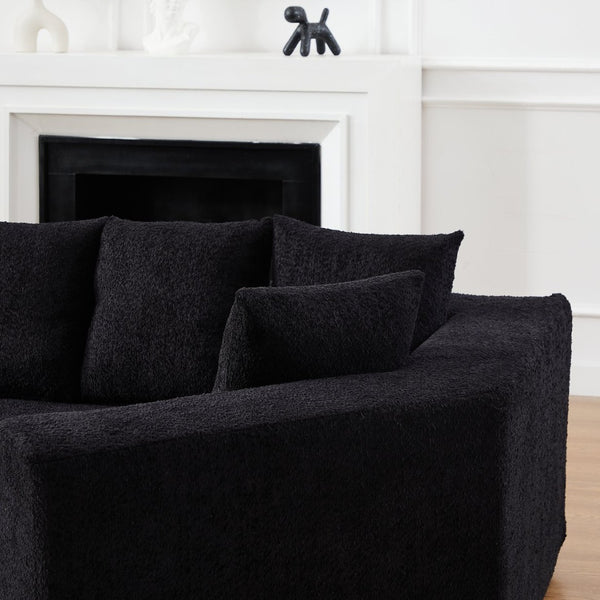 English Elm [video]151.6-inch Modular Chenille Sectional with Deep Seats and Chaise for Open Living Spaces Black W3505S00059