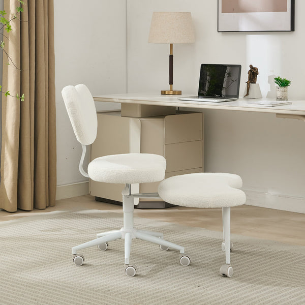 English Elm Meditation Chair Plus with Memory Foam Seat and Lumbar Support, Swivel Footstool for Active Sitting Ivory W1143P314942