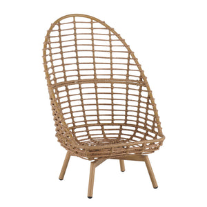 English Elm Christopher Knight Home® - Ellis Outdoor Wicker High-Back Swivel Lounge Chair with Teak Legs, 360° Pivot, Weatherproof Rattan & Cushions N775P271983B